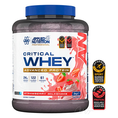 Applied Nutrition Critical Whey 2kg Strawberry Milkshake – Whey Protein Shake mit 24g Protein