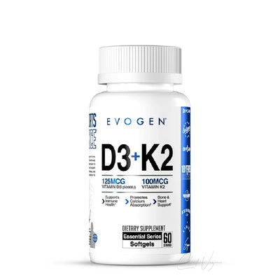 Evogen Vitamin D3 + K2 – 5'000 IE D3 und 100µg K2 MK-7, 60 Softgels