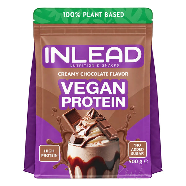 INLEAD Vegan Protein 500g Creamy Chocolate – veganes Proteinpulver mit 21g Protein, 7 Sorten