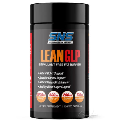 SNS Lean GLP Dose mit 120 Kapseln Fatburner ohne Koffein mit neun Markenrohstoffen wie Saberry DNF10 und DHM Vorderseite