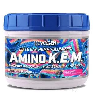 Evogen Amino K E M Dose Sour Candy Intra Workout Pulver mit 8500 mg essenziellen Aminosaeuren pro Scoop