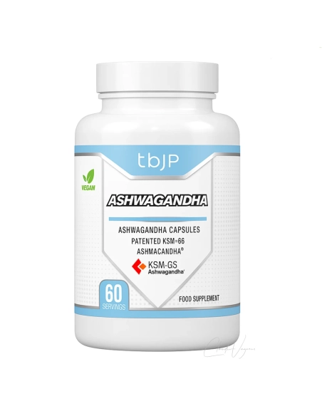 Veganes tbJP Ashwagandha Supplement mit KSM-66 Extrakt – 60 Kapseln Stressmanagement und Hormonbalance, Schweiz