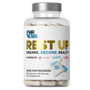 HR Labs REST UP – Hochwertiger Schlafbooster für Regeneration, Cortisolkontrolle und Muskelaufbau ohne Melatonin, 120 Kapseln