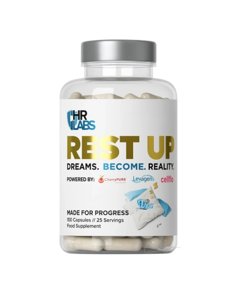 HR Labs REST UP – Hochwertiger Schlafbooster für Regeneration, Cortisolkontrolle und Muskelaufbau ohne Melatonin, 120 Kapseln