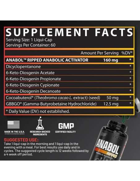 Nutrex Anabol Ripped – Anabolischer Fatburner für Muskelhärte & Definition Facts
