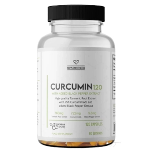 Supplement Needs Curcumin mit 760mg Kurkuma-Extrakt und schwarzem Pfeffer für bessere Bioverfügbarkeit – 120 Kapseln