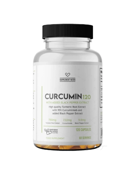 Supplement Needs Curcumin mit 760mg Kurkuma-Extrakt und schwarzem Pfeffer für bessere Bioverfügbarkeit – 120 Kapseln
