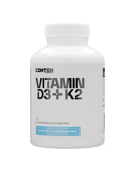 Conteh Sports Vitamin D3 K2 5000 IU 180mcg MK-7 Tabletten fuer Knochen und Immunsystem