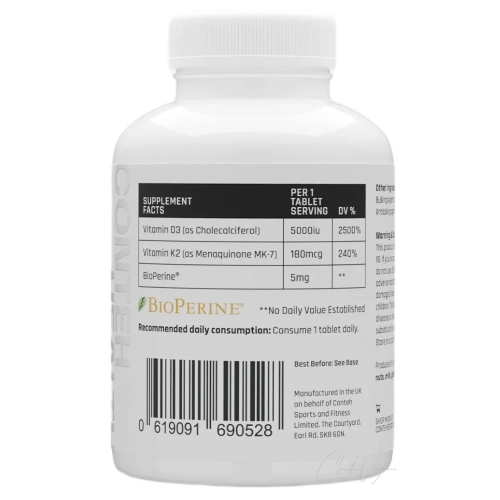Conteh Sports Vitamin D3 K2 5000 IU 180mcg MK-7 Tabletten fuer Knochen und Immunsystem Facts