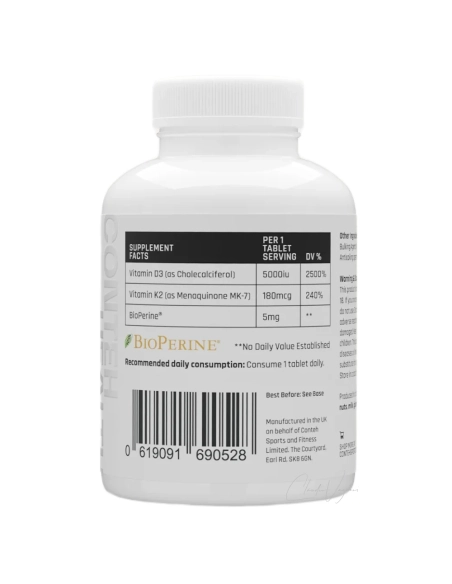 Conteh Sports Vitamin D3 K2 5000 IU 180mcg MK-7 Tabletten fuer Knochen und Immunsystem Facts