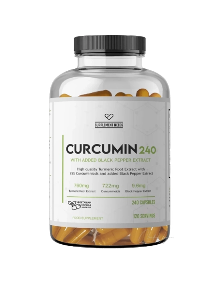 Supplement Needs Curcumin mit 760mg Kurkuma-Extrakt und schwarzem Pfeffer für bessere Bioverfügbarkeit – 240 Kapseln