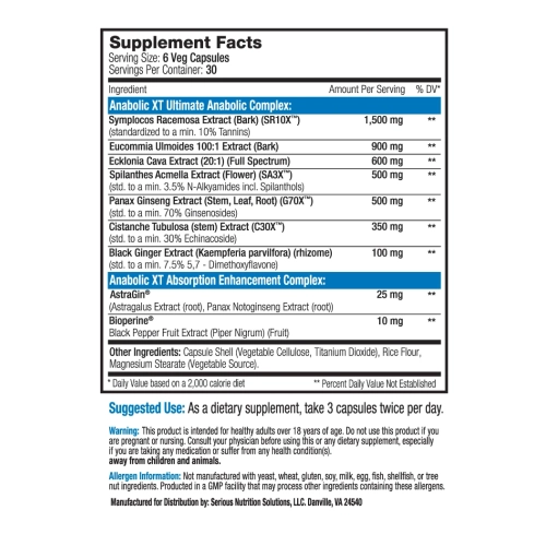 ANABOLIC XT 180 Caps.
