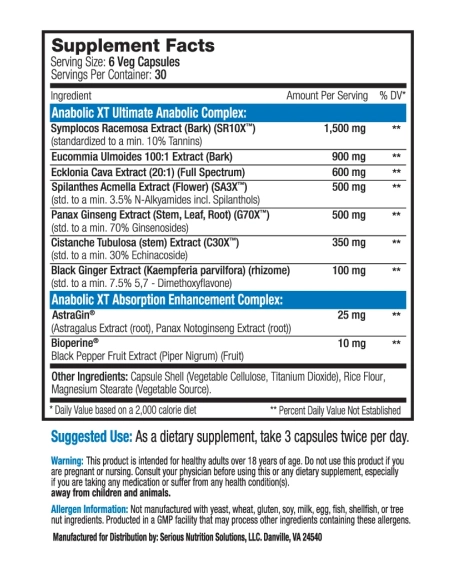 ANABOLIC XT 180 Caps.