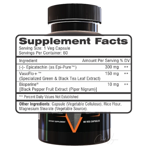 Epi-Plex Inhaltsstoffe und Dosierung mit 300mg Epicatechin und VasoFlo+