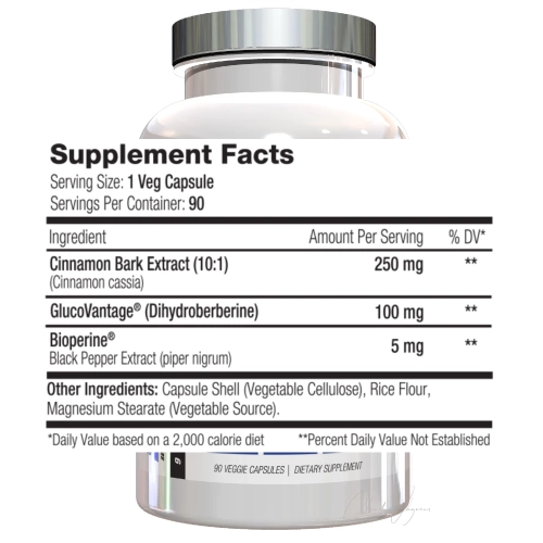 Inhaltsstoffe: 100mg GlucoVantage Dihydroberberin und Zimtextrakt