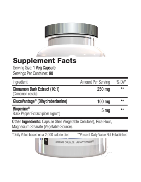 Inhaltsstoffe: 100mg GlucoVantage Dihydroberberin und Zimtextrakt