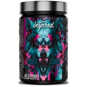 Inspired DVST8 DARK Pre-Workout Dose in der Geschmacksrichtung Malibu Breeze, Frontansicht.