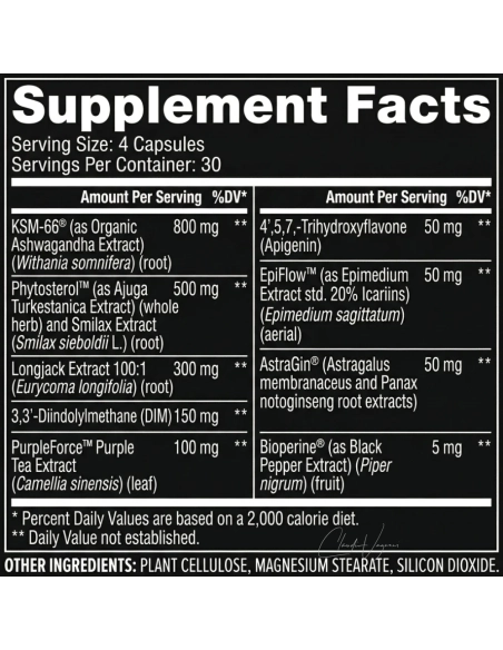 Supplement Facts und Inhaltsstoffe von Inspired LGND mit KSM-66, Turkesteron und Tongkat Ali