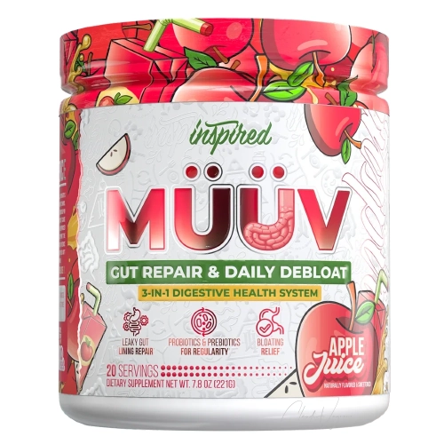 Inspired MÜÜV Darm-Komplex Apple Juice – 3-in-1 System mit 5g L-Glutamin, Colostrum und 14-Stamm-Probiotikum, 20 Portionen