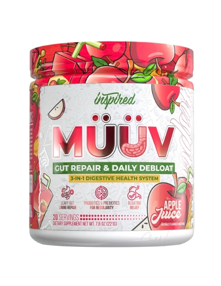 Inspired MÜÜV Darm-Komplex Apple Juice – 3-in-1 System mit 5g L-Glutamin, Colostrum und 14-Stamm-Probiotikum, 20 Portionen