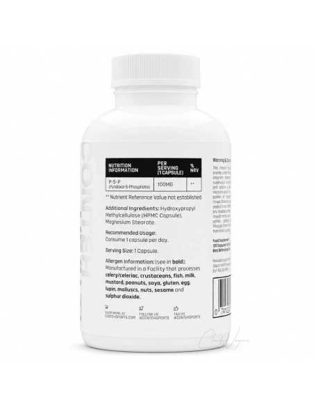Supplement Facts Etikett P5P Pyridoxal 5 Phosphat 100 mg pro Kapsel Tagesportion 1 Kapsel 120 Kapseln pro Dose