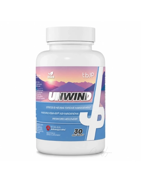 TBJP Unwind Abend Stack mit KSM 66 Ashwagandha Taurin Magnesium und L Theanin 120 Kapseln vegan ohne Allergene