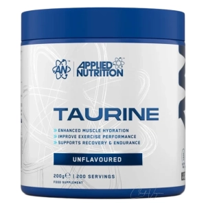 Applied Nutrition Taurine 200 g Taurin Pulver Dose mit 1000 mg reinem Taurin pro Portion fuer Kraft und Ausdauer