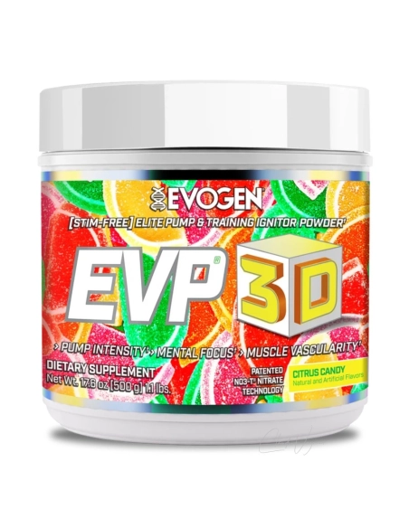 Evogen EVP-3D koffeinfreier Pump-Booster, Sour Candy – Vorderseite der Dose