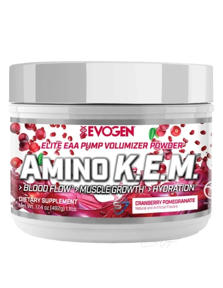 Evogen Amino K.E.M. EAA Intra-Workout, Cranberry Pomegranate – Vorderseite der Dose
