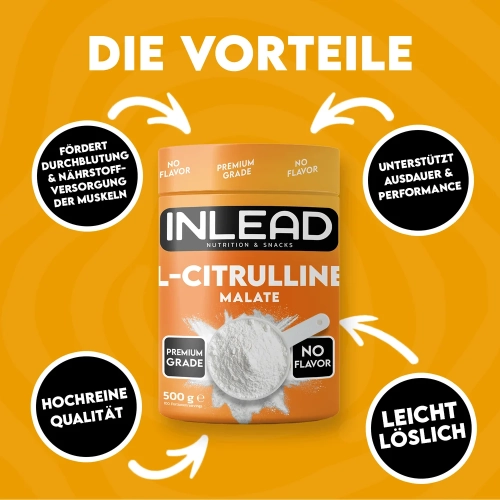Naehrwerte und Zutaten INLEAD L Citrullin Malat mit 3500 mg L Citrullin pro Portion von 5 g aus 100 Prozent Citrullin Malat