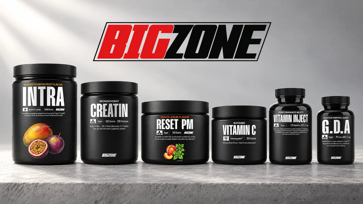 Big Zone Produkte – Intra, Creatin Monohydrat, Reset PM, Vitamin C, Vitamin Inject und G.D.A