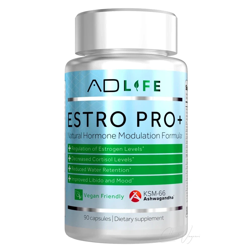 AD Life Estro Pro Plus Dose mit 90 veganen Kapseln mit 300mg DIM KSM 66 Ashwagandha Calcium D Glucarat Zink und Vitamin B6