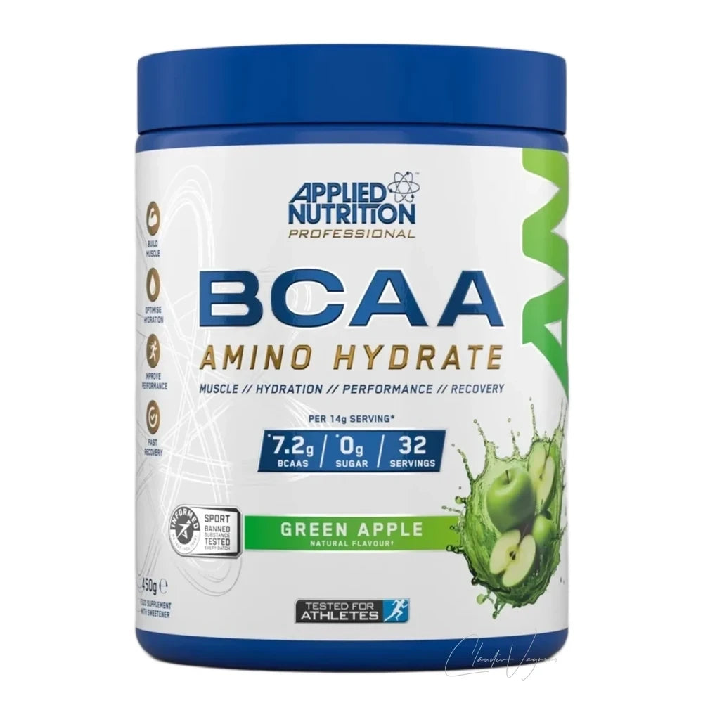 Dose Applied Nutrition BCAA Amino-Hydrate 450g Green Apple, BCAA Pulver mit 7,2g BCAA im Verhältnis 2:1:1 pro Scoop