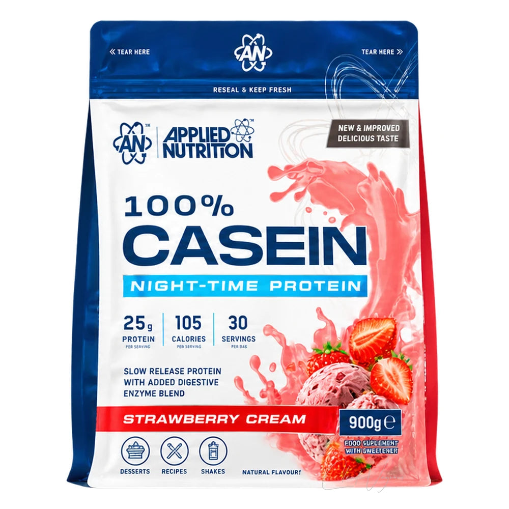 Applied Nutrition Casein 900g Strawberry Cream – Micellares Casein Protein, 24,2g Protein