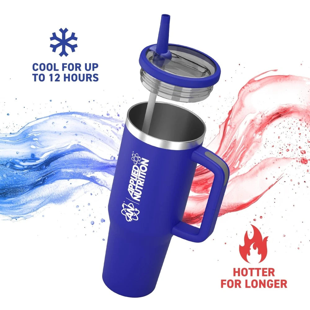 Applied Nutrition Cooler Tumbler Cup als Isolierbecher, der Getränke laut Hersteller bis zu 11 Stunden kalt hält