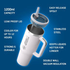 Applied Nutrition Cooler Tumbler Cup weiss, doppelwandig vakuumisolierter Tumbler mit 1,2 Liter Fassungsvermögen