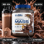Applied Nutrition Critical Mass Original 2.4kg Chocolate – 900+ kcal, 59g Protein, 240g Portion, 10 Portionen