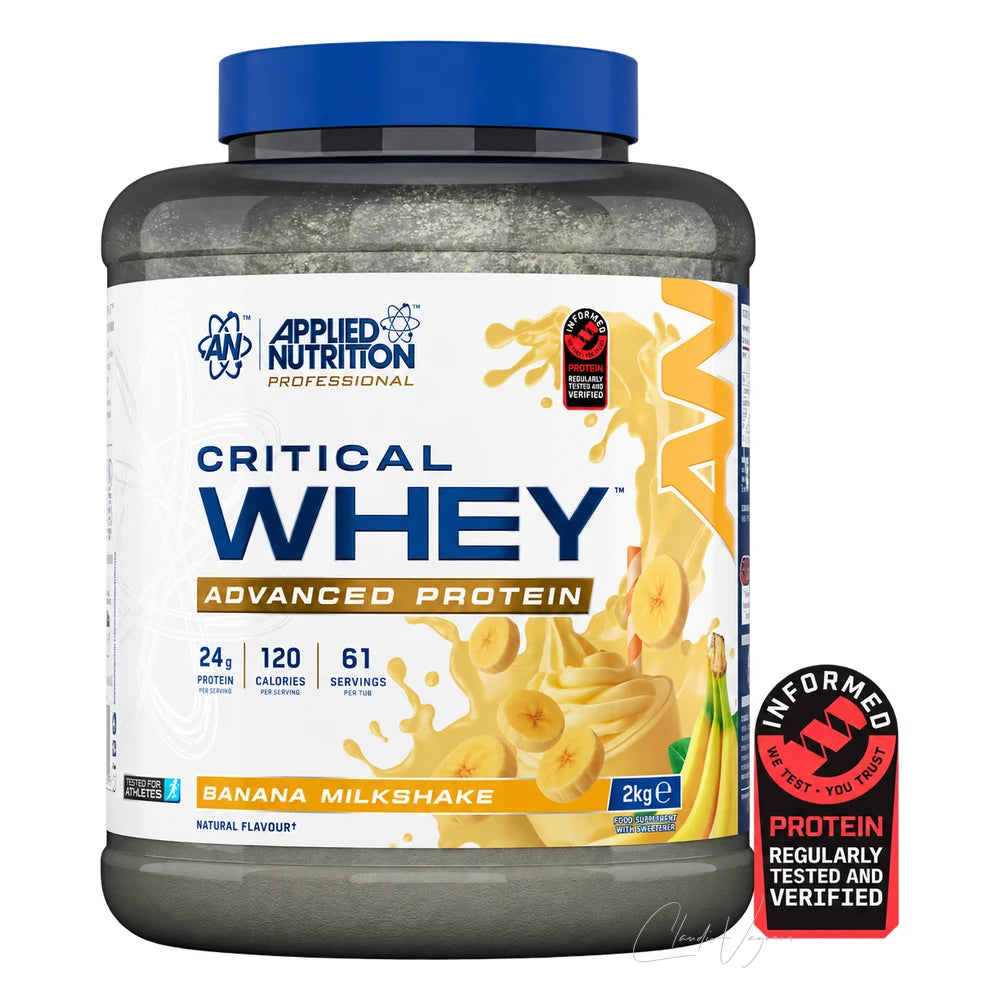 Applied Nutrition Critical Whey 2kg Banana Milkshake – Whey Protein Shake mit 24g Protein