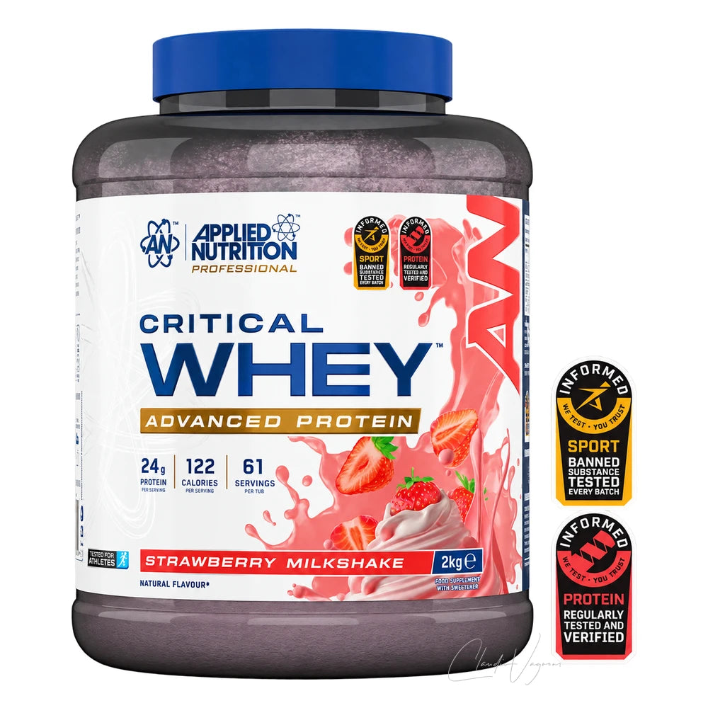Applied Nutrition Critical Whey 2kg Strawberry Milkshake – Whey Protein Shake mit 24g Protein