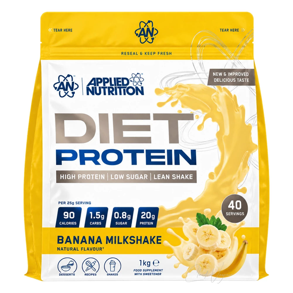 Applied Nutrition Diet Whey 1kg Banana Milkshake – Whey Protein mit 20g Protein, 100 kcal