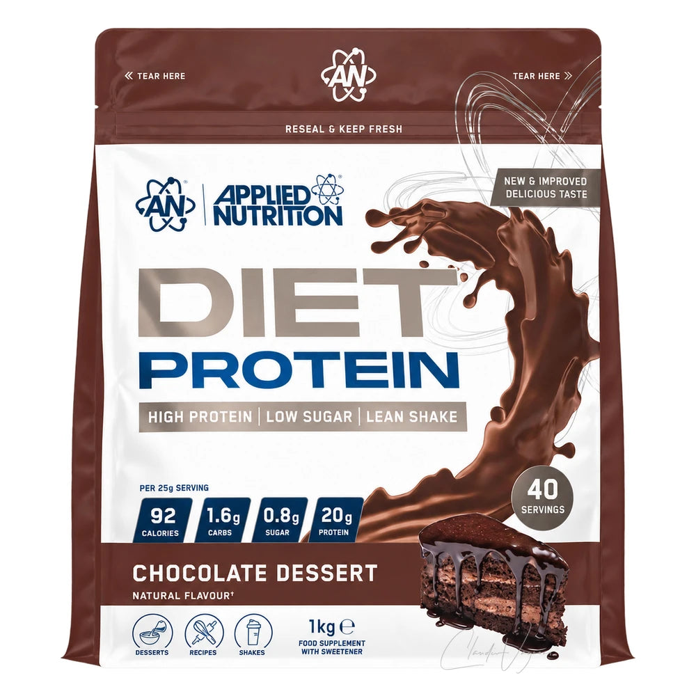 Applied Nutrition Diet Whey 1kg Chocolate Dessert – Whey Protein mit 20g Protein, 100 kcal