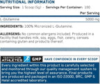 Applied Nutrition L-Glutamine 500g – Nährwerttabelle und Zutaten