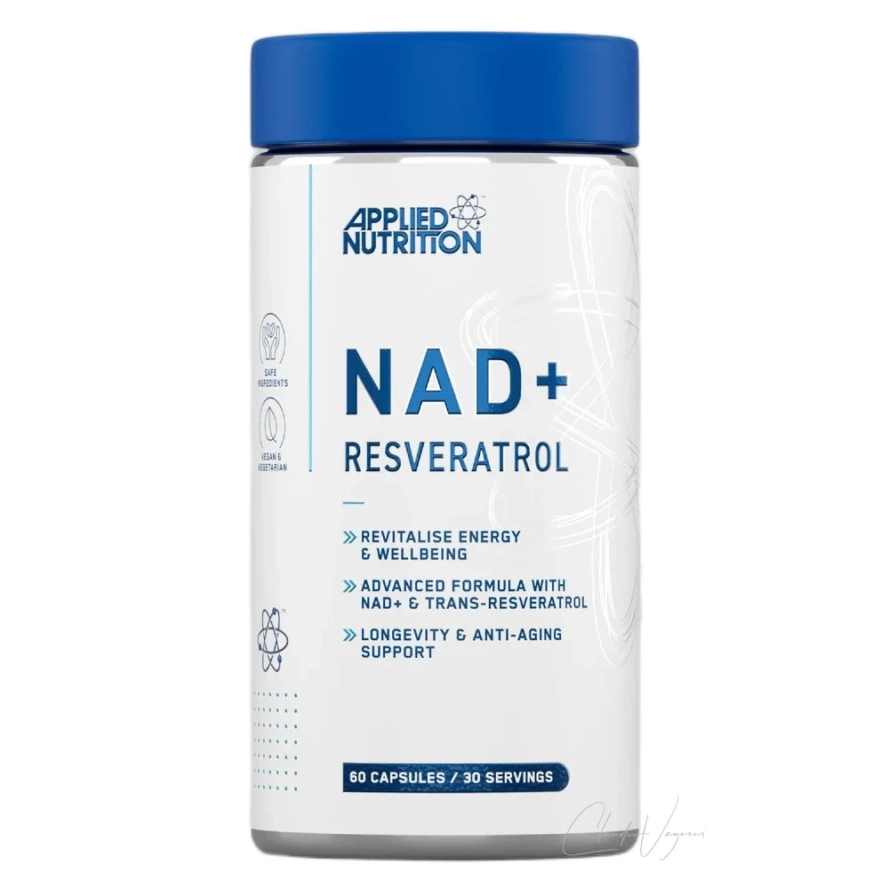 Dose Applied Nutrition NAD+ mit 60 veganen Kapseln, NAD Supplement mit 500mg NAD+ und 500mg Trans-Resveratrol pro Portion