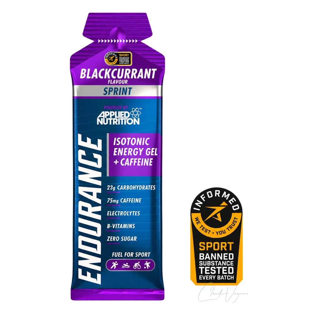 Applied Nutrition Sprint Energy Gel Blackcurrant, einzelner Beutel mit Informed-Sport-Siegel – 75mg Koffein, 0g Zucker