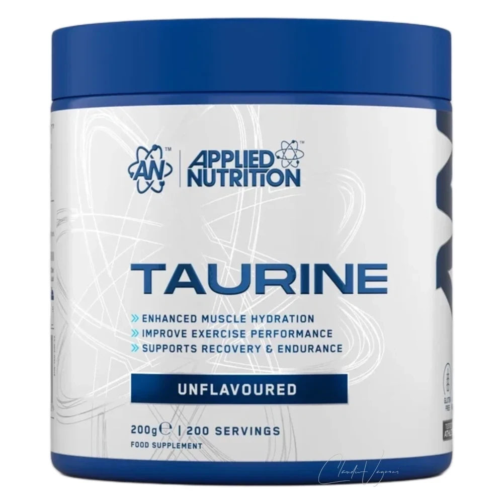 Dose Applied Nutrition Taurine mit 200g reinem Taurin Pulver, 1'000mg pro Portion für 200 Portionen, vegan und ohne Zucker