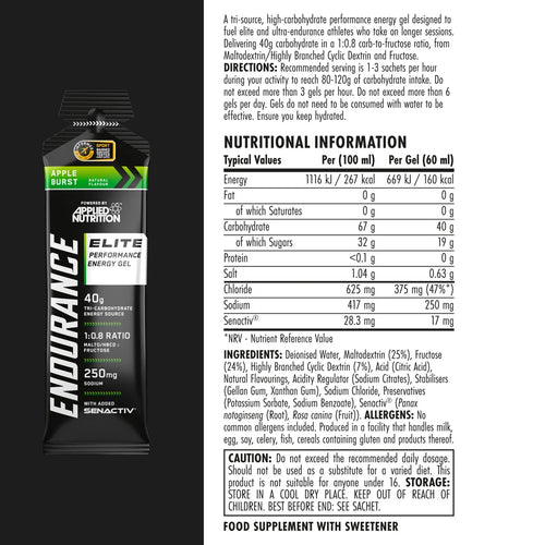 Applied Nutrition Tri-Carb Energy Gel 40g – Nährwerttabelle und Zutaten