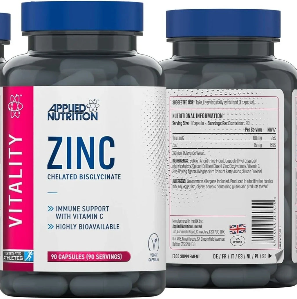Applied Nutrition Zink Kapseln 15mg – Nährwerttabelle und Zutaten