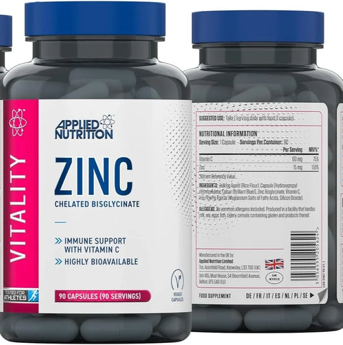 Applied Nutrition Zink Kapseln 15mg – Nährwerttabelle und Zutaten