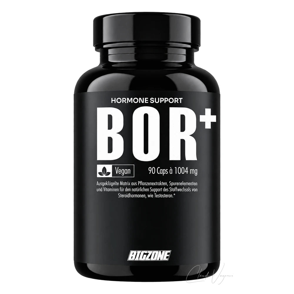 Dose Big Zone Bor+ mit 90 veganen Kapseln, 10mg Bor, 600mg Bockshornklee-Extrakt und 100mg Quercetin pro Kapsel