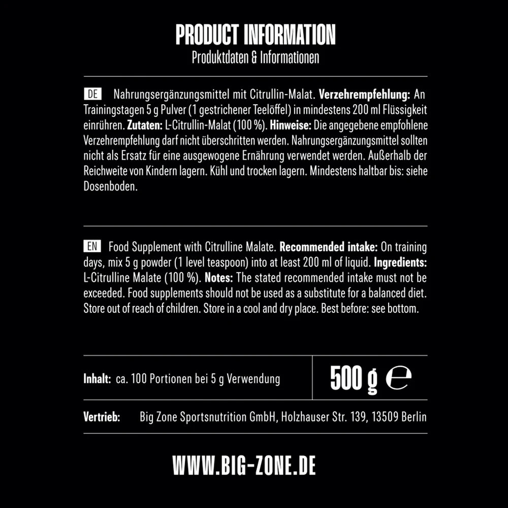 Big Zone Citrullin Malat Zutaten und Verzehrempfehlung